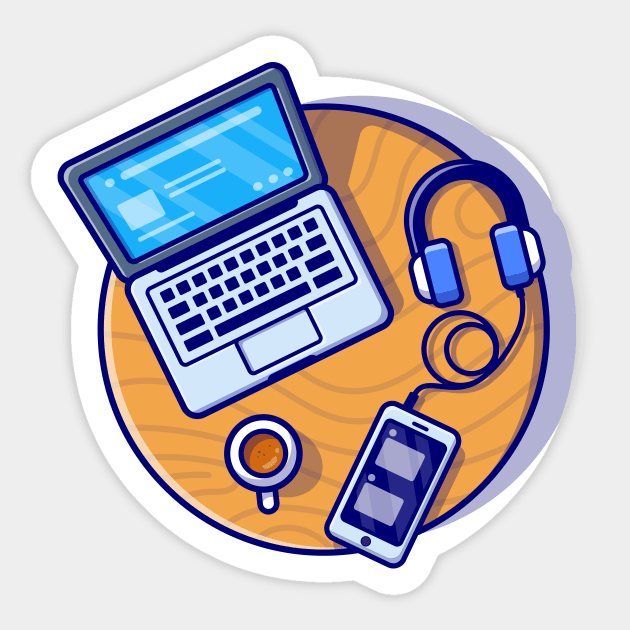 Laptop, Smartphone And Headphone Cartoon Sticker by Catalyst Labs